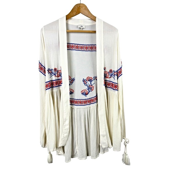 River Island Tops - River Island Off White Embroidered Cardigan Flowy Beach Coverup Open Front S